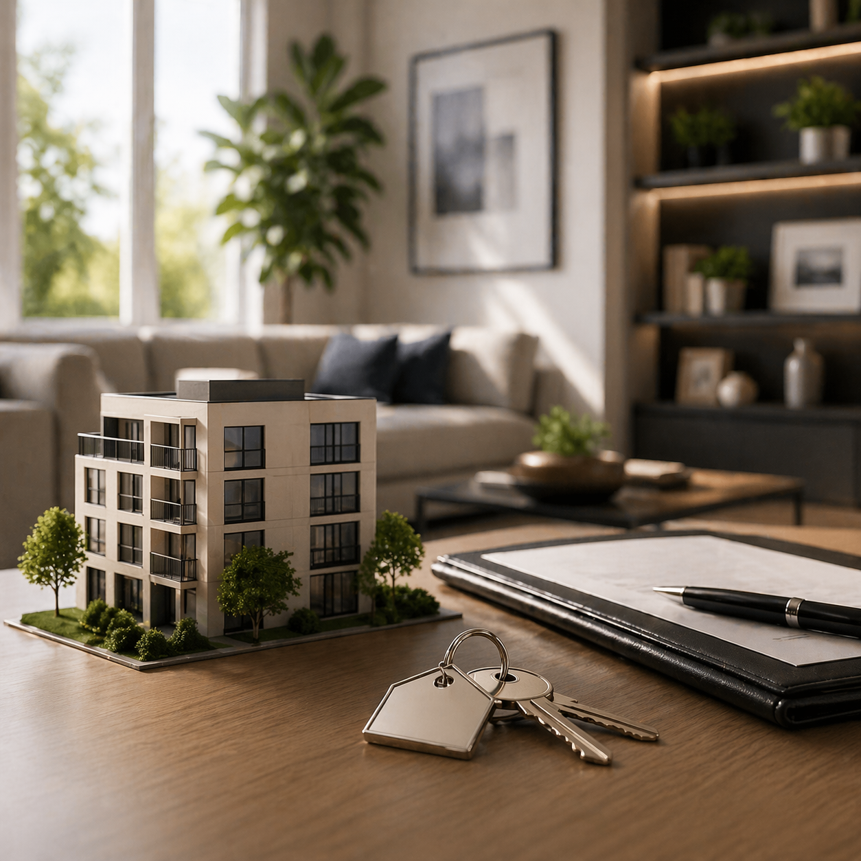 Prepared rental home interior with inspection documents ready for management